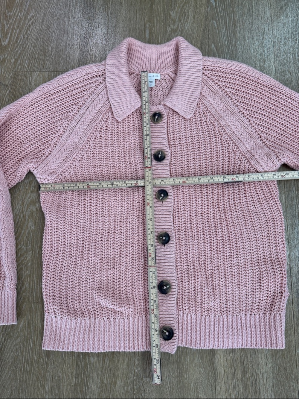 Garnet Hill Maren Linen Organic Cotton Cardigan Fisherman Collared Sweater M - Picture 6 of 9